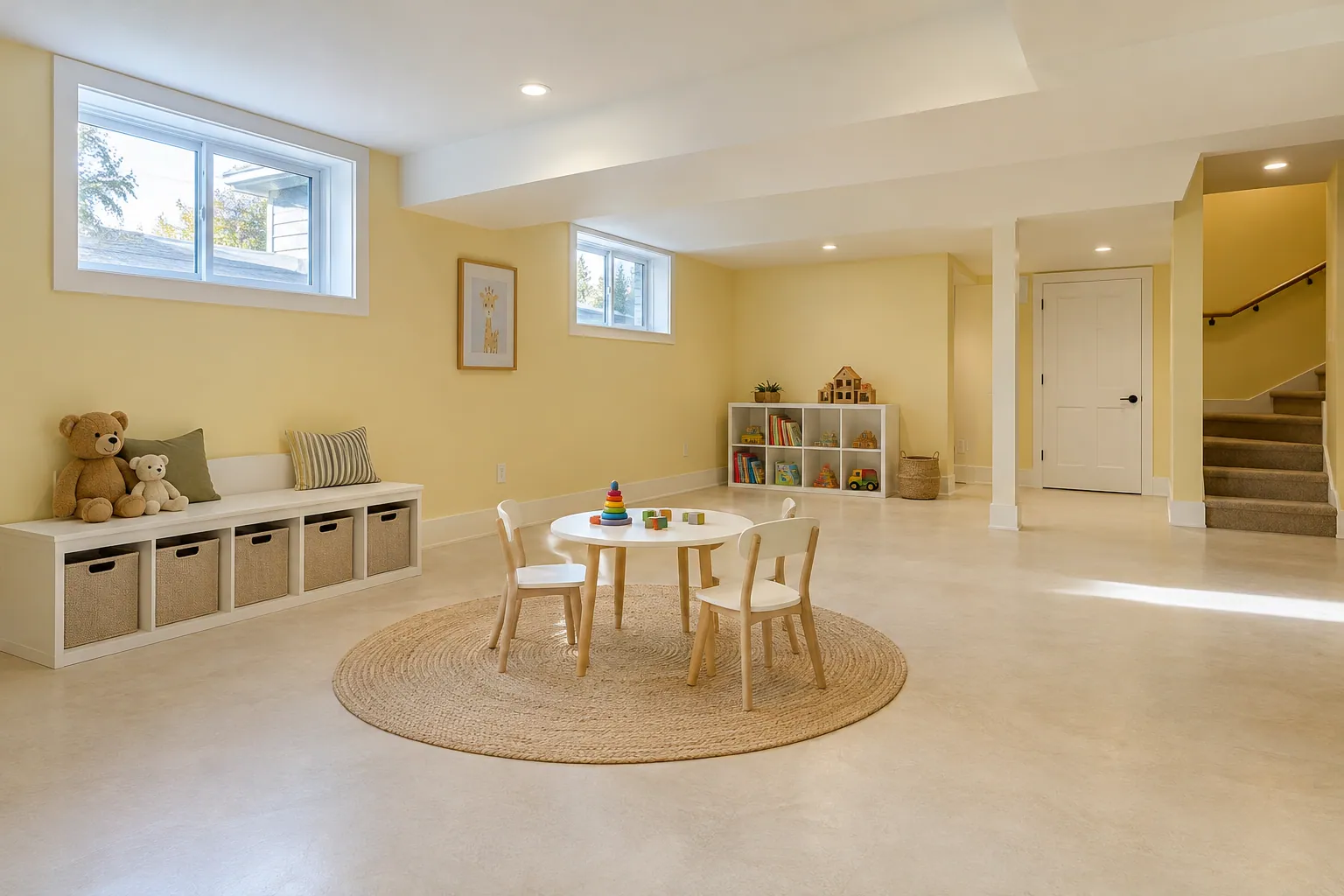 Finished basement remodeling in Brampton, Ontario.