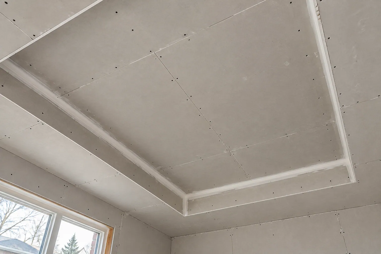 Drywall installation project in Brampton, Ontario.