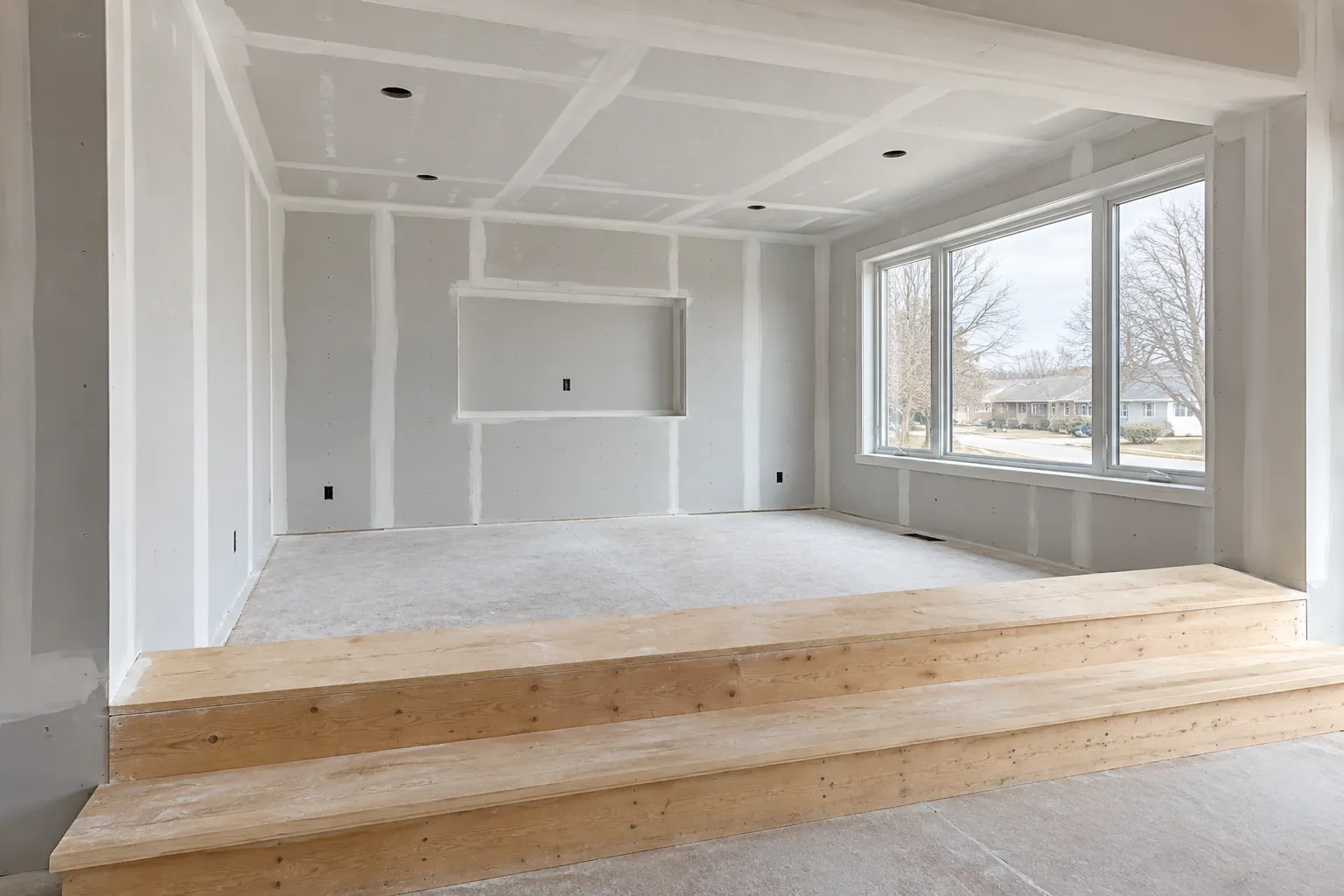 Interior drywall work in Brampton, Ontario.