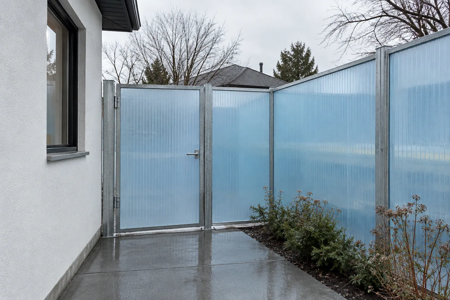 Outdoor fence construction in Brampton, Ontario.