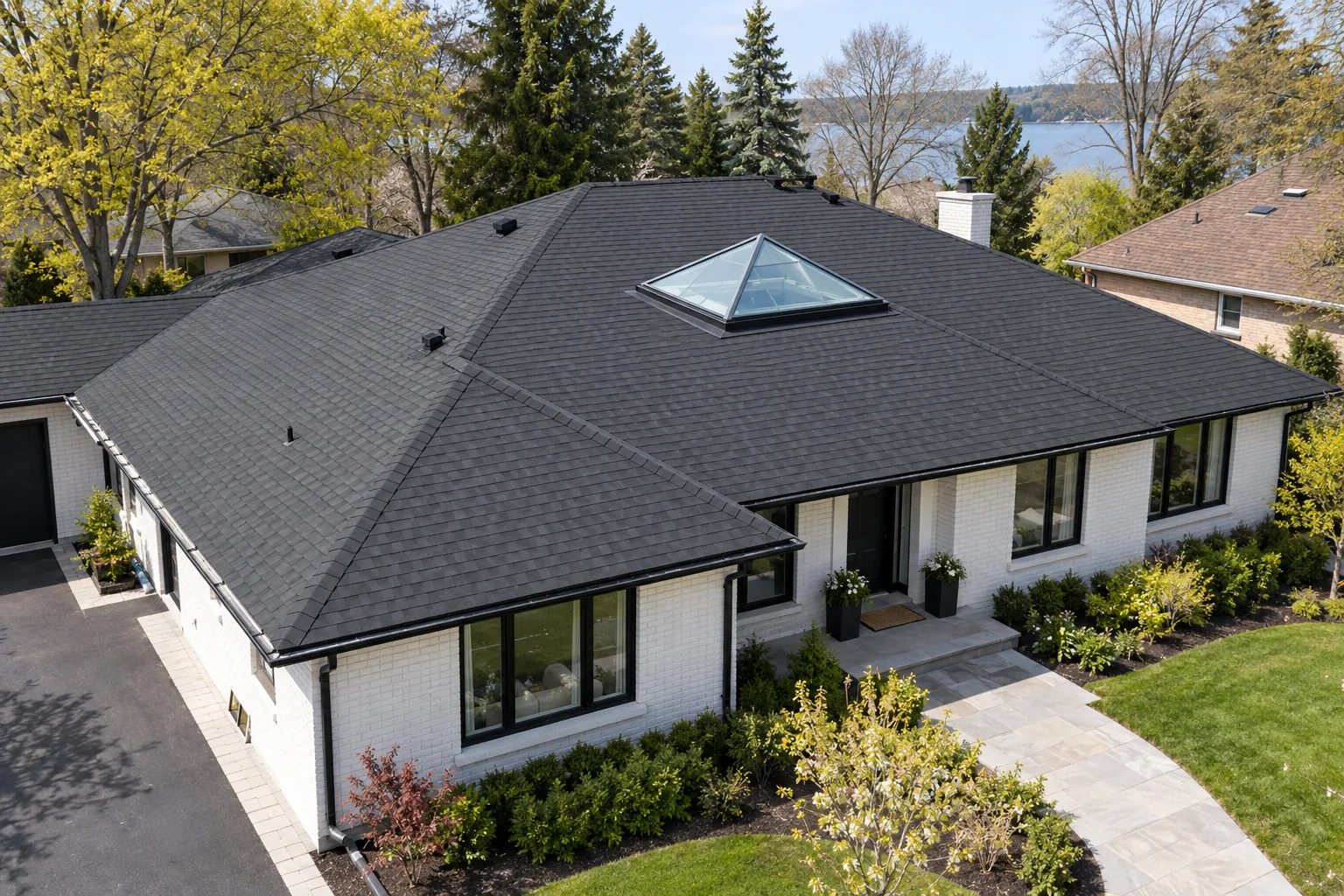 contemporary home with a standing-seam metal roof in Brampton, Ontario.