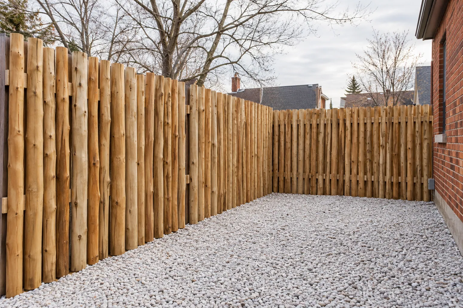 Outdoor fence construction in Brantford, Ontario.