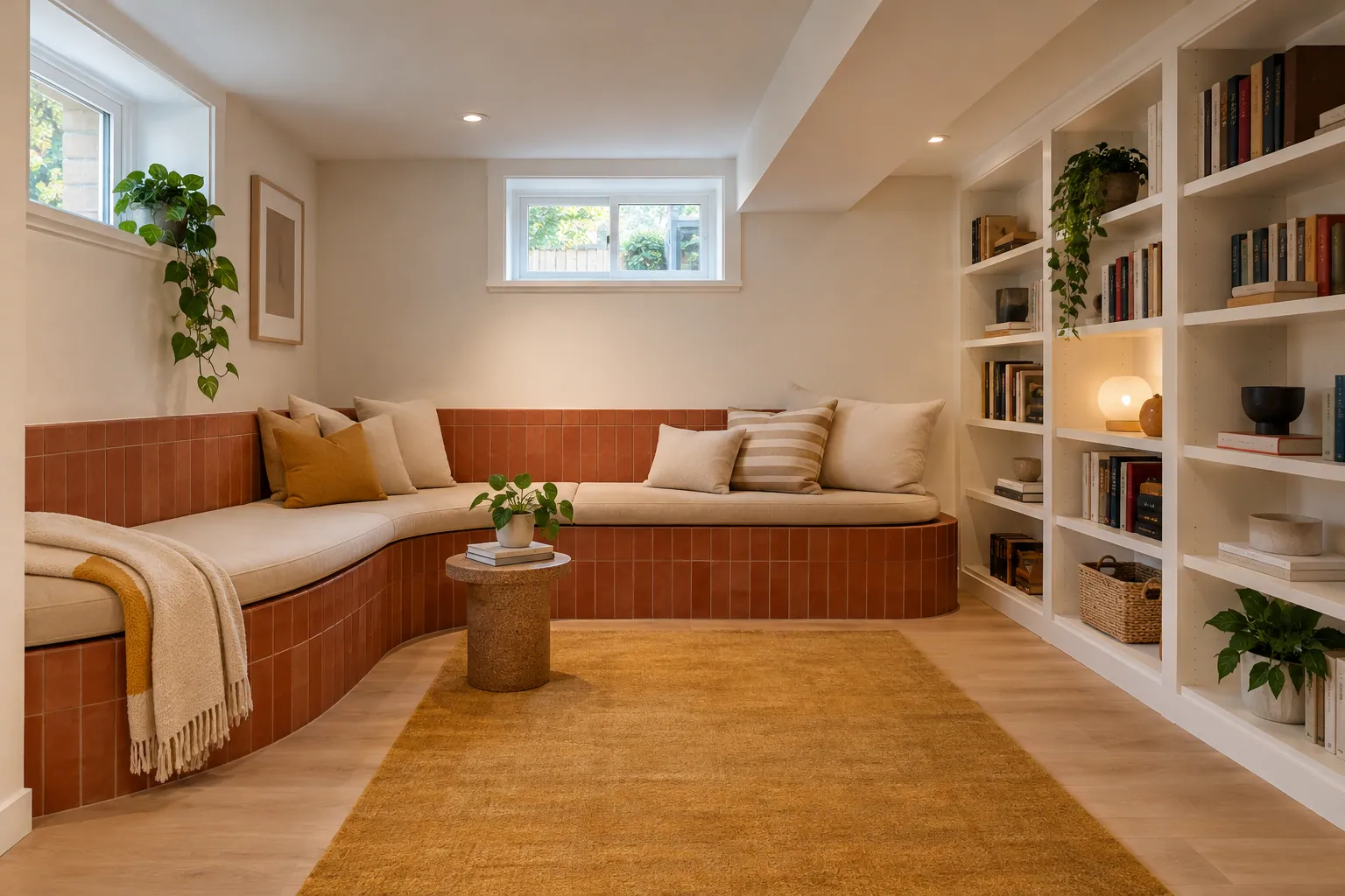 Lower-level renovation work in Burlington, Ontario.