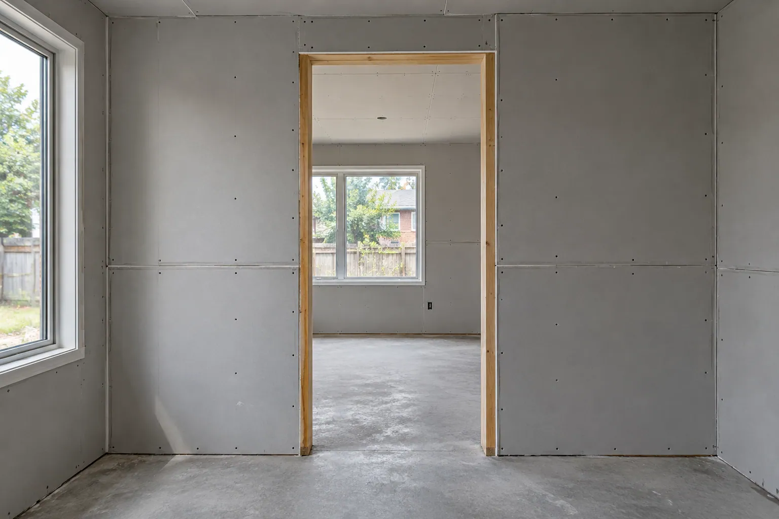 Drywall installation project in Burlington, Ontario.
