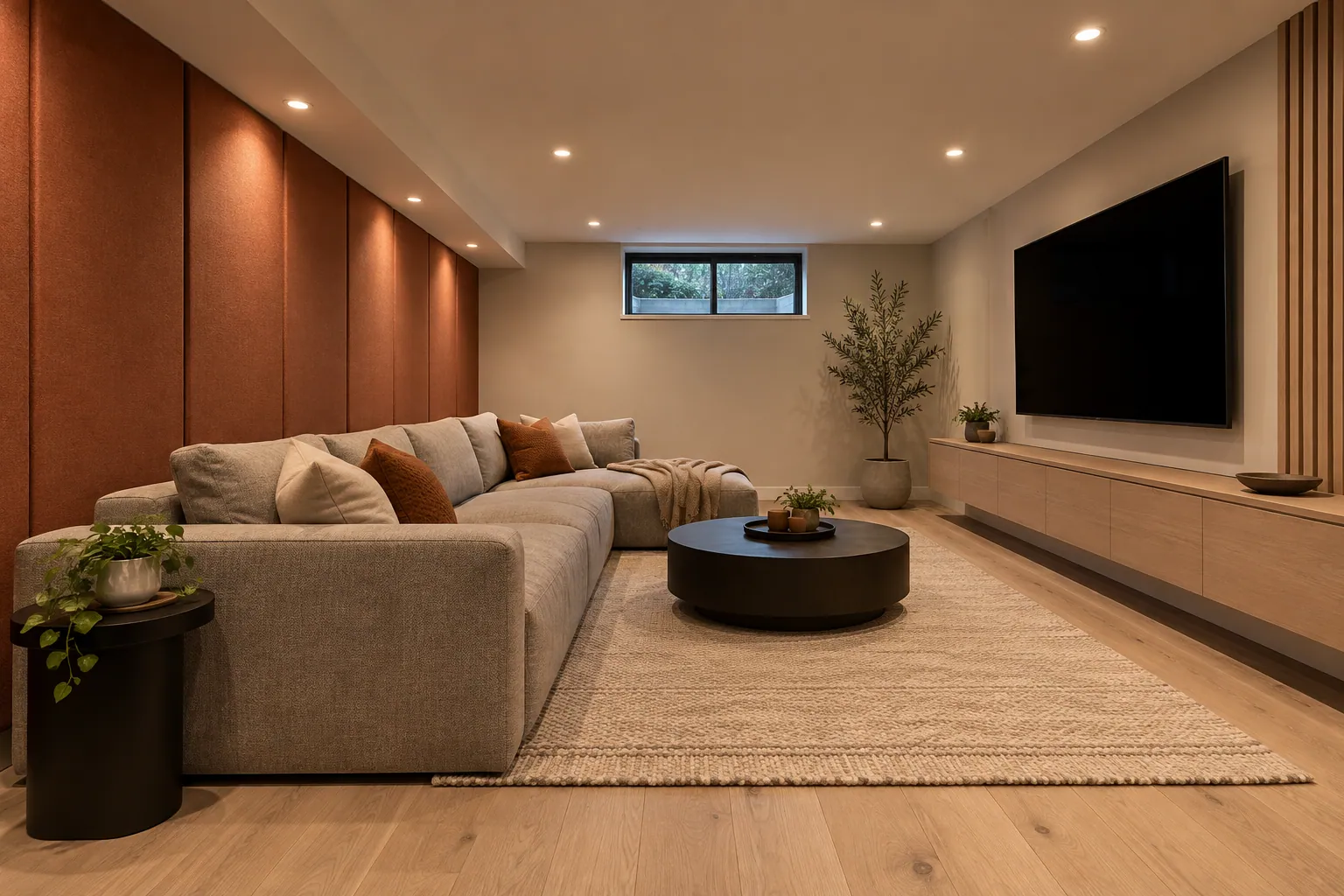Basement remodeling project in Milton, Ontario.