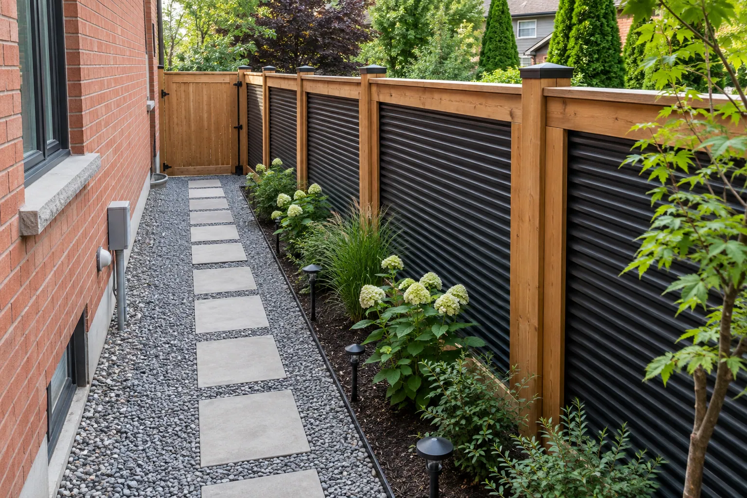 Fence replacement and yard improvements in Milton, Ontario.
