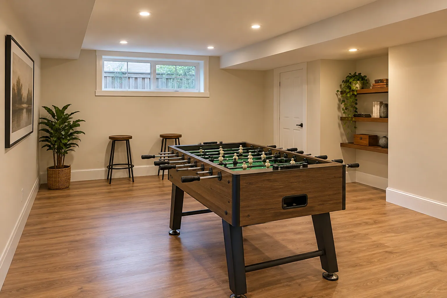 Basement remodeling project in Stoney Creek, Ontario.