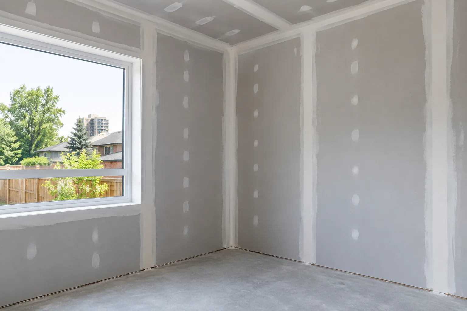 Drywall installation project in Toronto, Ontario.